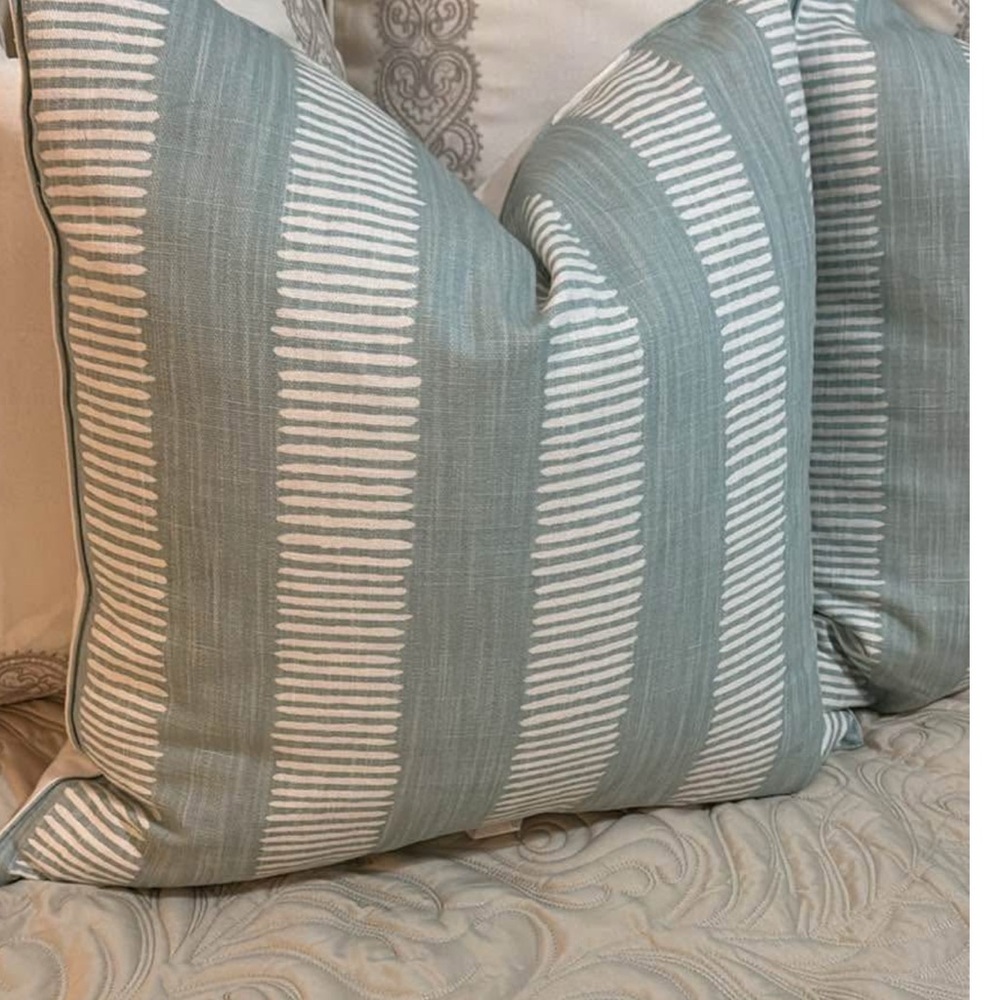 3 Soft Blue and White Striped‎ Pillow